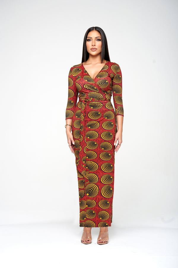 Robe portefeuille longue - Rose Eternelle