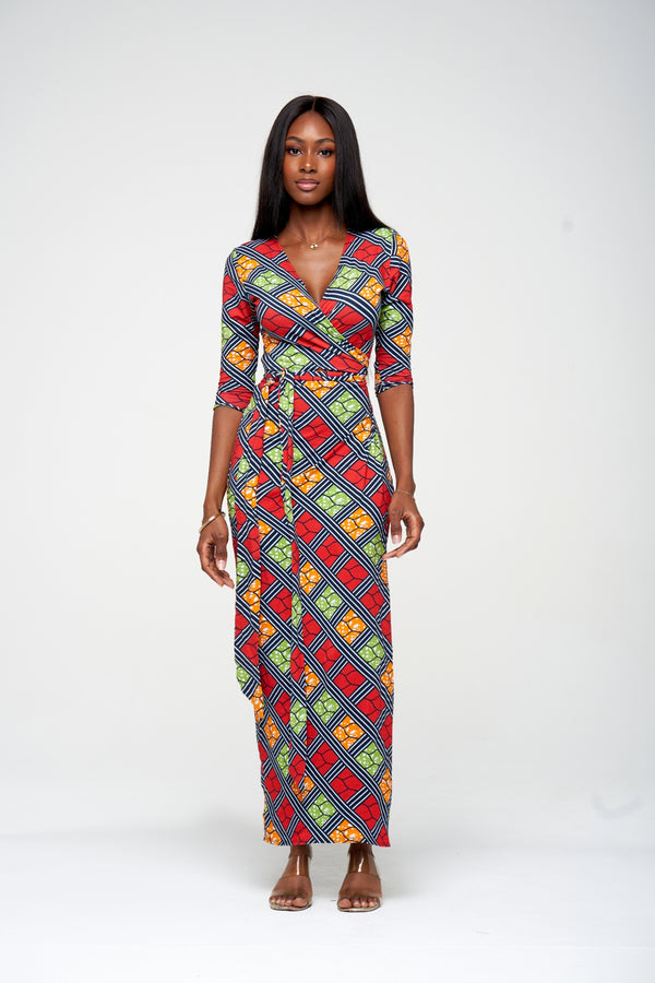 Robe portefeuille longue - African Flow