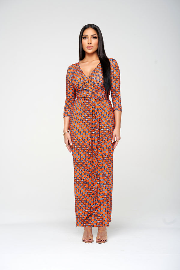 Robe portefeuille longue - Fleur d'Oranger