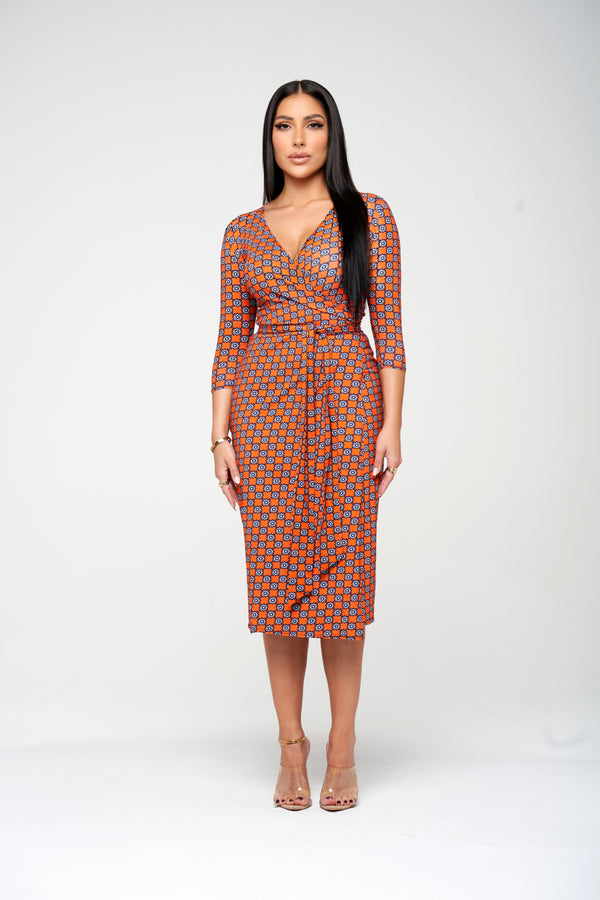 Robe portefeuille midi - Fleur d'Oranger